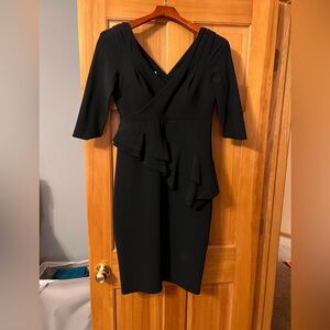 Chiara Boni la petite robe Black Scuba Dress with Ruffle Detail size 46